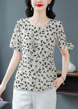 Load image into Gallery viewer, Casual O-Neck Tasseled Print Chiffon Blouses Summer