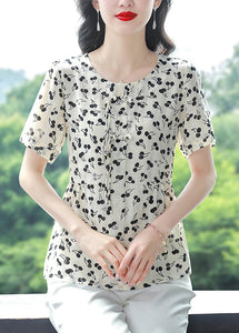 Casual O-Neck Tasseled Print Chiffon Blouses Summer