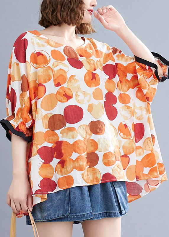 Casual Orange Dot Print T Shirt Summer