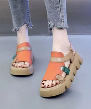 Load image into Gallery viewer, Casual Orange Peep Toe Buckle Strap Splicing Platform Sandals