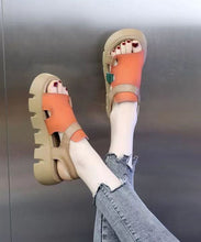 Load image into Gallery viewer, Casual Orange Peep Toe Buckle Strap Splicing Platform Sandals