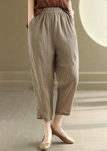 Load image into Gallery viewer, Casual Orange Pockets Elastic Waist Linen Pants Summer