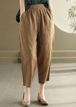 Load image into Gallery viewer, Casual Orange Pockets Elastic Waist Linen Pants Summer