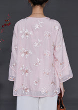 Load image into Gallery viewer, Casual Pink Embroidered Organza Blouses Summer