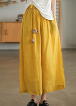 Load image into Gallery viewer, Casual Pink Pockets Lace Up Elastic Waist Linen Wide Leg Pants Summer