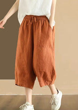 Load image into Gallery viewer, Casual Pockets Elastic Waist Linen Crop Pants Summer