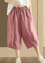 Load image into Gallery viewer, Casual Pockets Elastic Waist Linen Crop Pants Summer