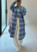 Load image into Gallery viewer, Casual Purple Pockets Plaid Woolen Shirts Coat Fall