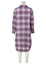 Load image into Gallery viewer, Casual Purple Pockets Plaid Woolen Shirts Coat Fall