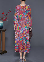 Load image into Gallery viewer, Casual Purple Print Drawstring Chiffon Maxi Dresses Spring