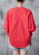 Load image into Gallery viewer, Casual Red Cinched Cotton Sweatshirts Top Summer