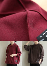 Load image into Gallery viewer, Casual Red Hign Neck Warm Fleece Pullover Sweatshirt Top Winter