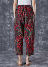 Load image into Gallery viewer, Casual Red Oversized Pockets Print Linen Pants Trousers Summer