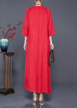 Load image into Gallery viewer, Casual Red Oversized Side Open Silk Dresses Bracelet Sleeve