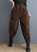 Load image into Gallery viewer, Casual Red Pockets Elastic Waist Corduroy Warm Fleece Pants Winter