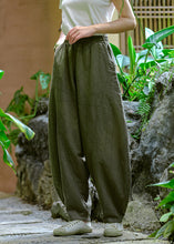 Load image into Gallery viewer, Casual Simple Yellow Pockets Elastic Waist Linen Pants Summer