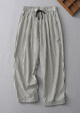 Load image into Gallery viewer, Casual Striped Lace Up Elastic Waist Cotton Crop Pants Summer