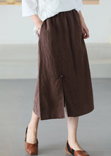 Load image into Gallery viewer, Casual Versatile Coffee Chinese Button Linen Skirt Summer