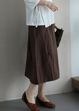 Load image into Gallery viewer, Casual Versatile Coffee Chinese Button Linen Skirt Summer