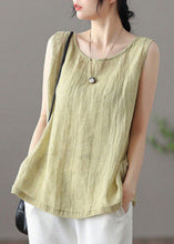 Load image into Gallery viewer, Casual Versatile Green O Neck Linen Tanks Sleeveless