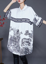 Load image into Gallery viewer, Casual White Oversized Print Ice Silk Shirt Dress Summer