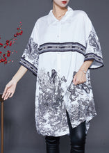 Load image into Gallery viewer, Casual White Oversized Print Ice Silk Shirt Dress Summer