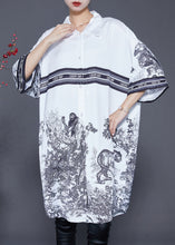 Load image into Gallery viewer, Casual White Oversized Print Ice Silk Shirt Dress Summer