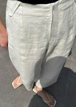 Load image into Gallery viewer, Casual White Patchwork Pockets High Waist Linen Crop Pants Summer