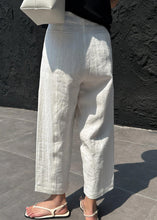 Load image into Gallery viewer, Casual White Patchwork Pockets High Waist Linen Crop Pants Summer