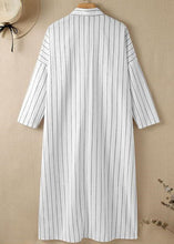 Load image into Gallery viewer, Casual White Peter Pan Collar Striped Maxi Shirts Dresses Long Sleeve