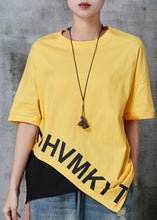 Load image into Gallery viewer, Casual Yellow Asymmetrical Patchwork Cotton Tank Tops Summer