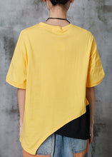 Load image into Gallery viewer, Casual Yellow Asymmetrical Patchwork Cotton Tank Tops Summer