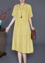 Load image into Gallery viewer, Casual Yellow Oversized Patchwork Wrinkled Silk Dresses Summer