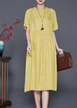 Load image into Gallery viewer, Casual Yellow Oversized Patchwork Wrinkled Silk Dresses Summer