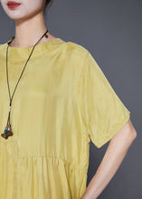 Load image into Gallery viewer, Casual Yellow Oversized Patchwork Wrinkled Silk Dresses Summer