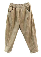 Load image into Gallery viewer, Casual Yellow Pockets Elastic Waist Corduroy Pants Spring