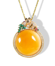 Load image into Gallery viewer, Casual Yellow Sterling Silver Overgild Zircon Beeswax Koala Pendant Necklace