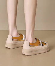 Load image into Gallery viewer, Casual Zircon Splicing Hollow Out Platform Walking Sandals Yellow