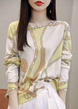 Load image into Gallery viewer, Chain Print Patchwork Silk Cotton Top O Neck Long Sleeve