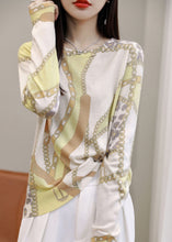 Load image into Gallery viewer, Chain Print Patchwork Silk Cotton Top O Neck Long Sleeve