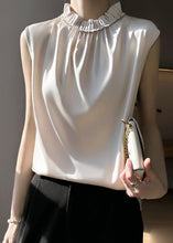 Load image into Gallery viewer, Champagne Solid Silk Tops Ruffled Summer