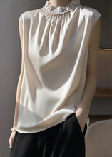 Load image into Gallery viewer, Champagne Solid Silk Tops Ruffled Summer