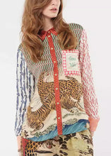 Load image into Gallery viewer, Chic Animal Print Asymmetrical Button Cotton Shirts Long Sleeve