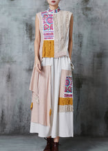 Load image into Gallery viewer, Chic Apricot Asymmetrical Patchwork Linen Two Piece Set Outfits Summer