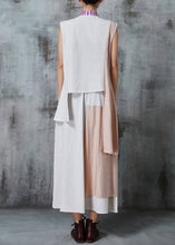 Load image into Gallery viewer, Chic Apricot Asymmetrical Patchwork Linen Two Piece Set Outfits Summer