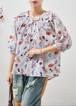 Load image into Gallery viewer, Chic Beige O-Neck Print Linen Shirt Half Sleeve