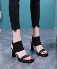 Load image into Gallery viewer, Chic Black Chunky Splicing Peep Toe High Heel Sandals