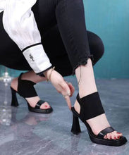 Load image into Gallery viewer, Chic Black Chunky Splicing Peep Toe High Heel Sandals