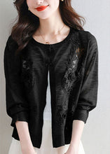 Load image into Gallery viewer, Chic Black Floral Ice Size Knit Cardigans Summer