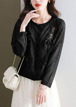 Load image into Gallery viewer, Chic Black Floral Ice Size Knit Cardigans Summer